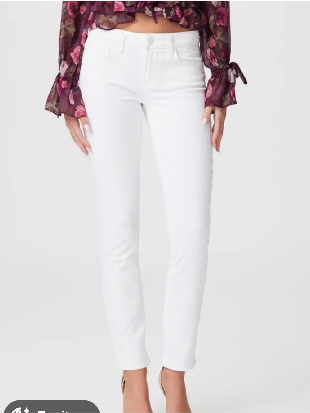 PAIGE Skyline Ankle Peg White Denim Pant, 27W